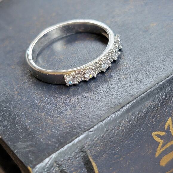 Classic Rhodium-Plated Size 9 Eternity Band with Sparkling Diamonds - Picture 2 of 9